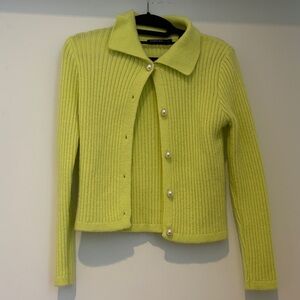Nasty Gal Lime Green Ribbed Cardigan